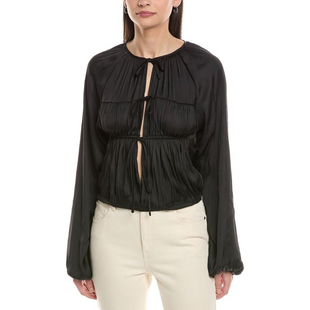 Weworewhat Womens Cocoon Tie Top, Black
